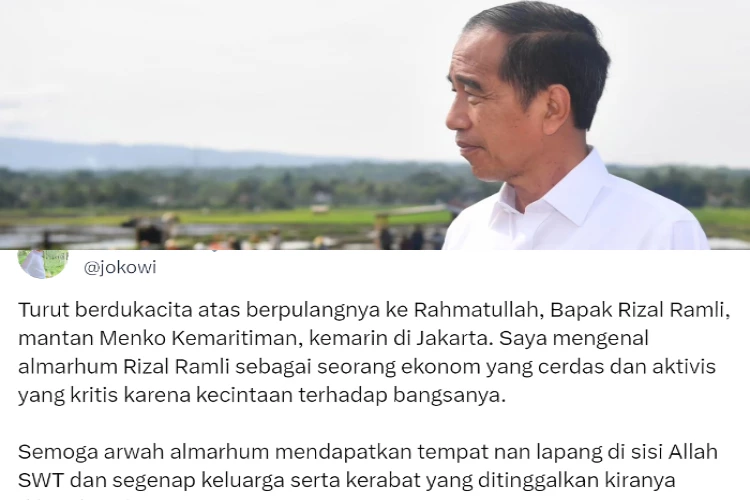 Ket. Foto: Presiden Jokowi Menyampaikan Dukacitanya terhadap Meninggalnya Rizal Ramli (Foto/X/@jokowi)