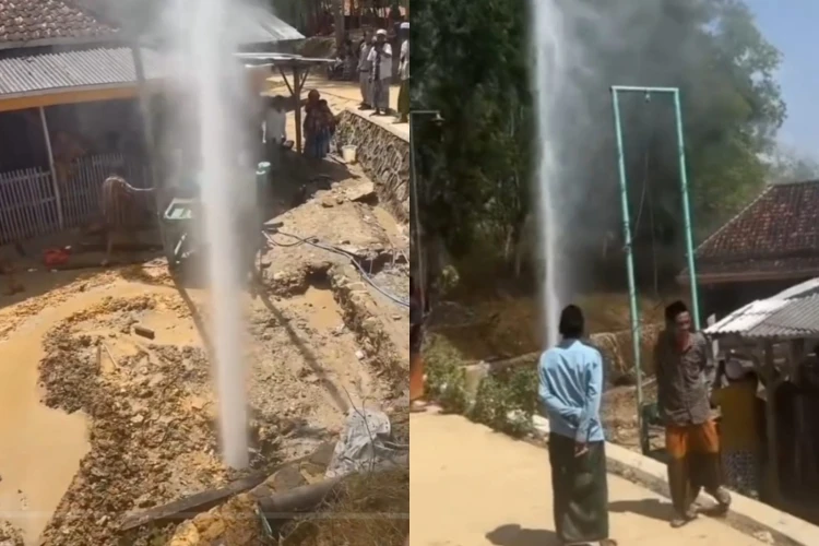 Warga Sampang Madura Jawa Timur, dihebohkan dengan adanya sumur bor yang menyemburkan air setinggi kurang lebih 20 meter.