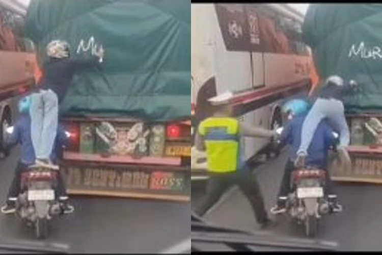 Dua pemotor ditangkap setelah melakukan vandalisme truk di Pati, Jawa Tengah. Kejadian viral ini menyita perhatian publik.