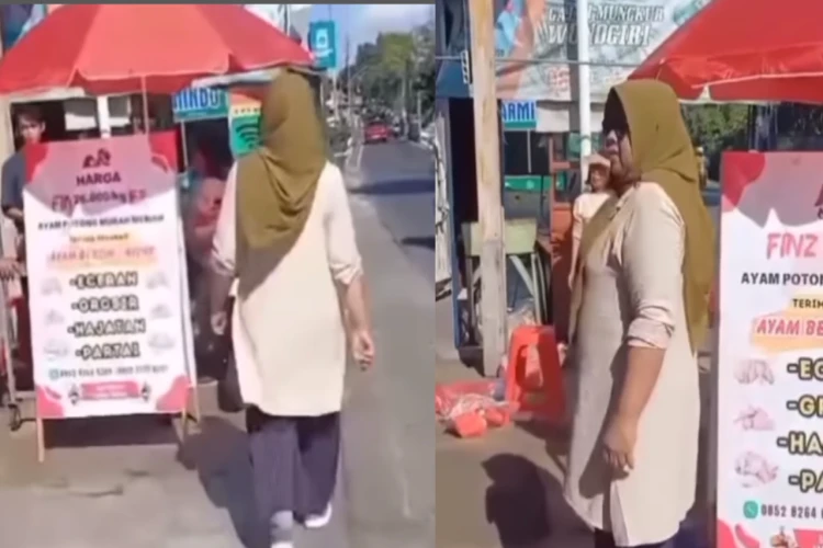 Tangkap layar video sekelompok penjual daging ayam potong di Gunungkidul yang protes ke penjual lain karena menjual daging ayam dengan harga lebih murah