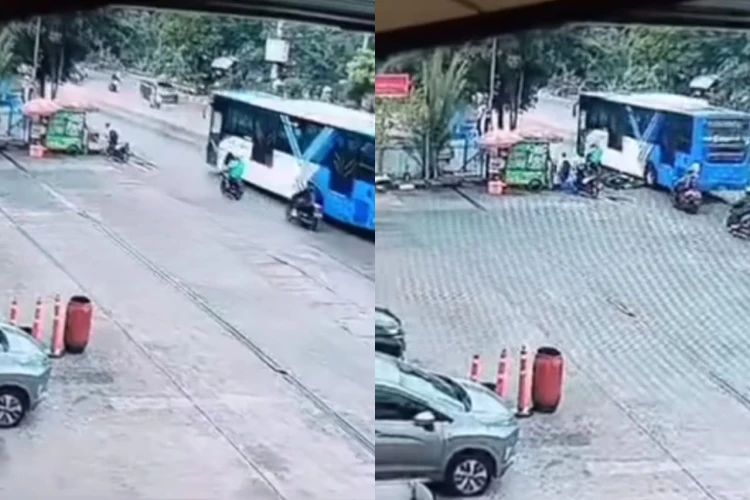 Insiden kecelakaan di Jalan Sunter Selatan, guru tewas terlindas bus Transjakarta, viral di media sosial.