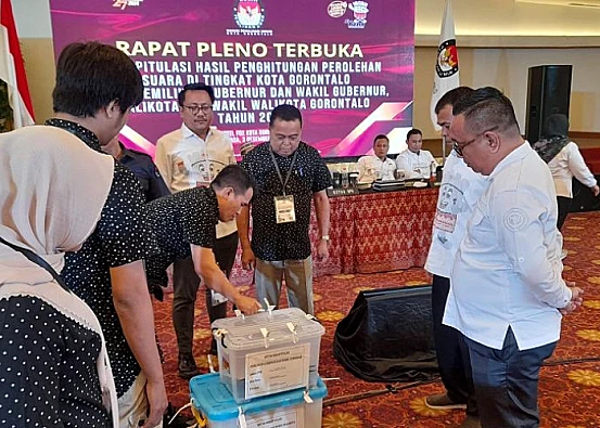Ket. Foto: KPU Kota Gorontalo Melaksanakan Rapat Pleno Rekapitulasi Hasil Perhitungan Perolehan Suara