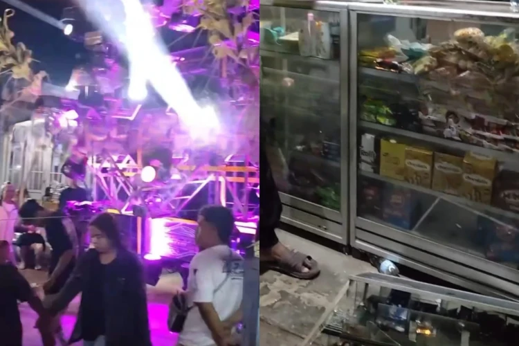 Etalase toko di Malang pecah akibat getaran keras dari sound horeg, viral di media sosial.