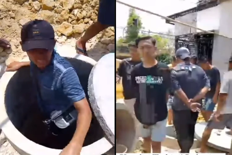 Tangkap layar video kondisi sumur di area rumah warga setempat yang jadi awal mula penemuan goa di Kecamatan Sugio Lamongan