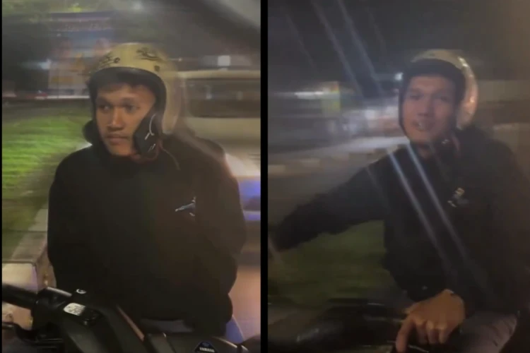 Tangkap layar video seorang pemuda yang seakan menantang petugas Kepolisian di Bandung, diduga anak dari anggota Kepolisian juga