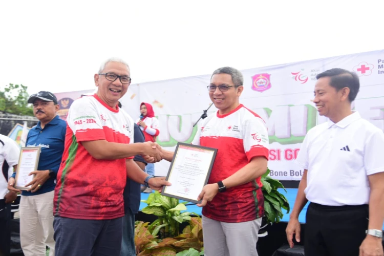 Ket. Foto: Pj Gubernur Gorontalo Menyampaikan Perayaan HUT PMI yang ke 79 Menjadi Momentum dalam Mitigasi Bencana