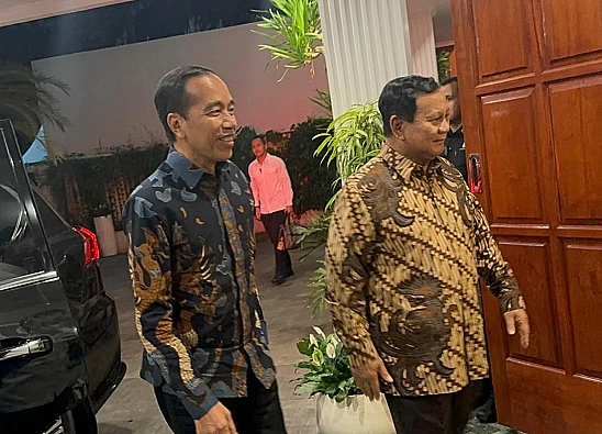 Potret Presiden Prabowo Subianto dikunjungi Jokowi atau Joko Widodo di Kertanegara