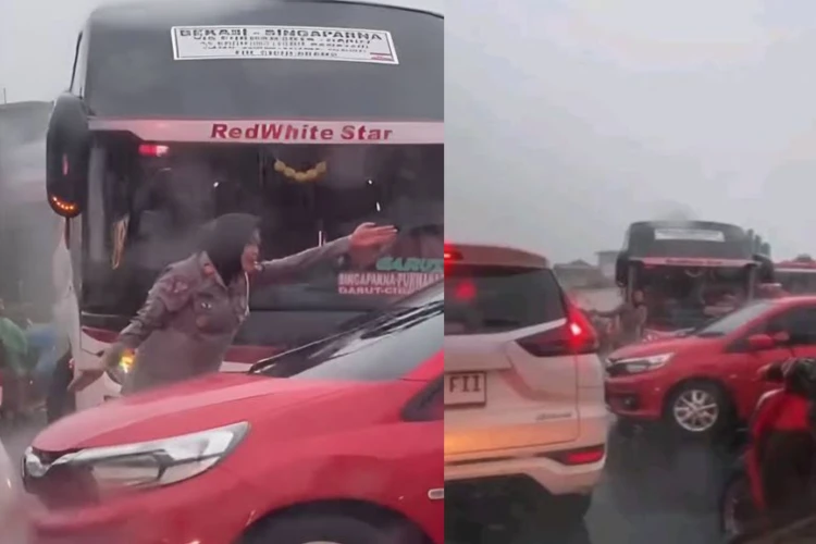 Video polwan hujan-hujanan saat mengatur lalu lintas di Simpang Bekasi Timur viral di media sosial.