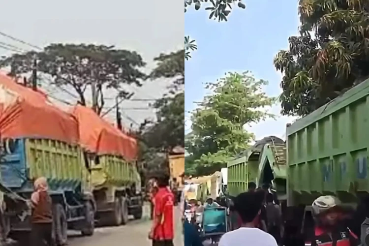 19 truk dirusak oleh warga usai kecelakaan tragis yang membuat bocah 9 tahun terlindas ban truk terjadi di Teluknaga Tangerang.
