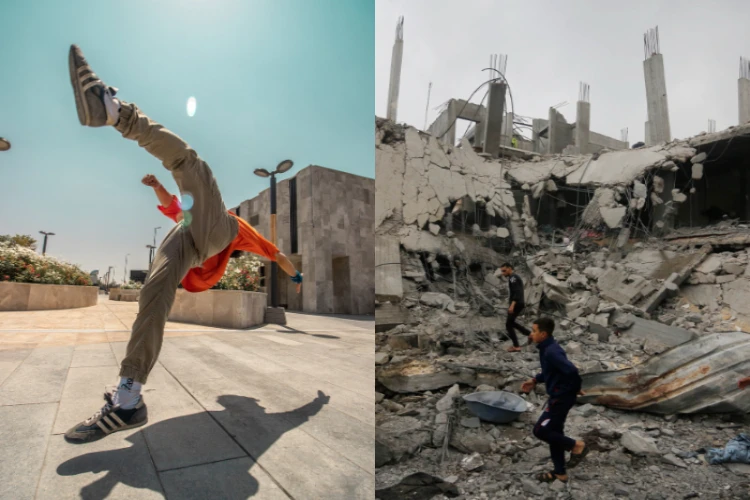 Ket. Foto: Berikut Ini tentang Bagaimana Kelompok Parkour Gaza Mengubah Puing Reruntuhan Menjadi Arena Olahraga (Foto/X/@UNRWA/Pixabay/@Mokajou)
