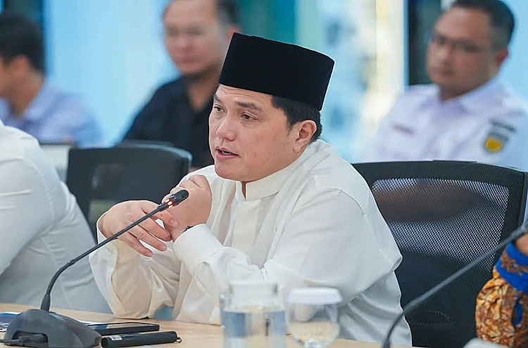 Potret Menteri BUMN RI, Erick Thohir yang baru-baru ini menunjuk Mayjen TNI Novi Helmy Prasetya jadi dirut bulog