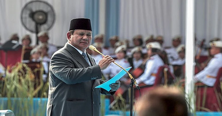Potret Presiden RI, Prabowo Subianto ketika menyampaikan pidato