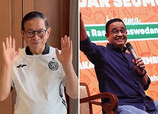 Kolase foto calon gubernur Jakarta nomor urut 3, Pramono Anung dan mantan gubernur Jakarta, Anies Baswedan