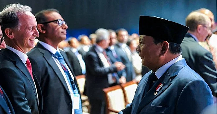 Potret Presiden RI, Prabowo Subianto ketika menghadiri International Conference on Infrastructure (ICI) 2025