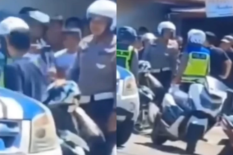 Viral, polisi disoraki saat menilang warga usai ketahuan tidak menggunakan spion dan pajak motornya mati.