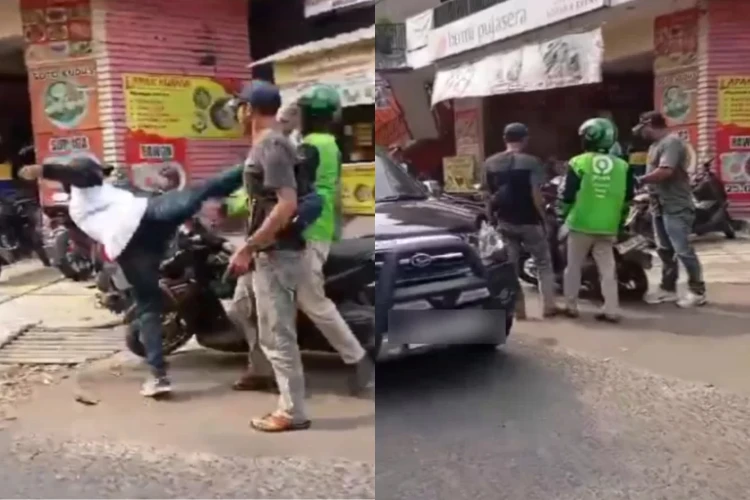 Beredar di media sosial video debt collector kirim tendangan kung fu ke driver ojol yang pertahankan motor di Bekasi.