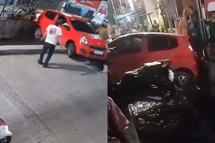Mobil terperosok ke kali saat parkir paralel di Koja setelah menabrak motor. Proses evakuasi memakan waktu tiga jam.