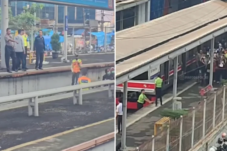 Tragedi terjadi di Stasiun Depok Baru saat seorang wanita melompat ke depan KRL, kini dirawat di rumah sakit.