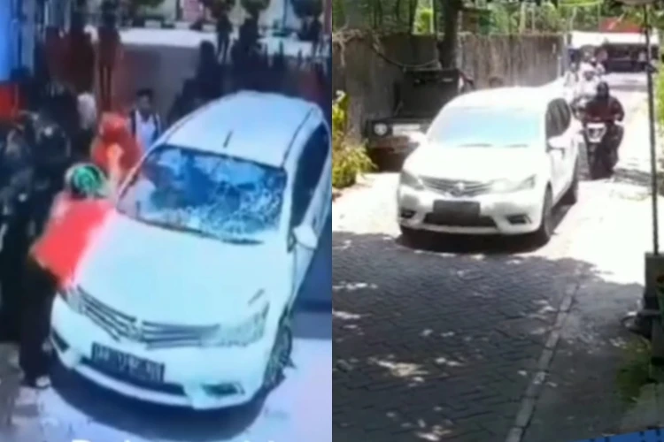 Sopir Nissan Livina kebut-kebutan hingga tabrak pejalan kaki dan pemotor di Solo. Warga marah dan amankan pelaku.