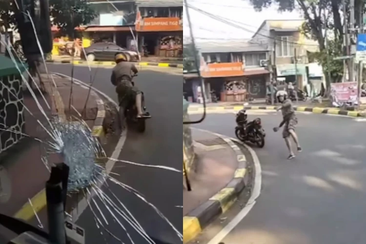 Polisi tangkap pengendara motor yang viral melempar batu ke bus Transjakarta karena merasa diserempet di Lenteng Agung.