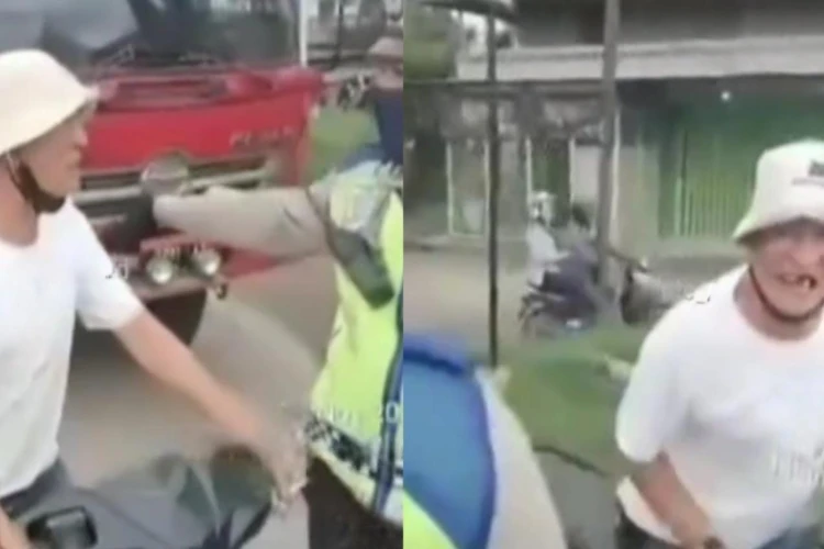 Aksi pria mengaku mantan Brimob pukul polisi di Palembang viral di media sosial.