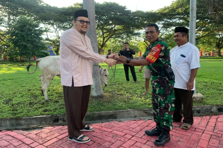 Ket. Foto: Pj Bupati Parigi Menyerahkan 7 Ekor Sapi dan 5 Ekor Kambing untuk Idul Adha