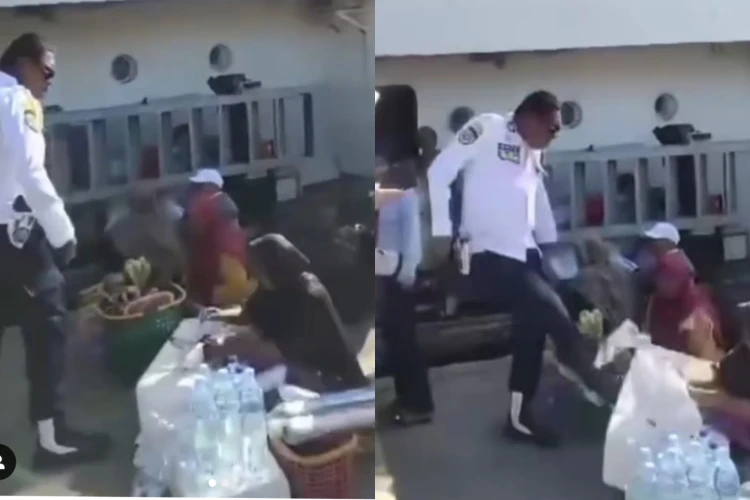 Viral video oknum Provos KSOP Kendari tendang dagangan pedagang asongan.