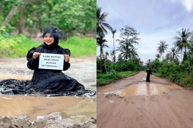 Ummu Hani, seorang selebgram di Lampung ini langsung diserang buzzer usai kritik jalan rusak.
