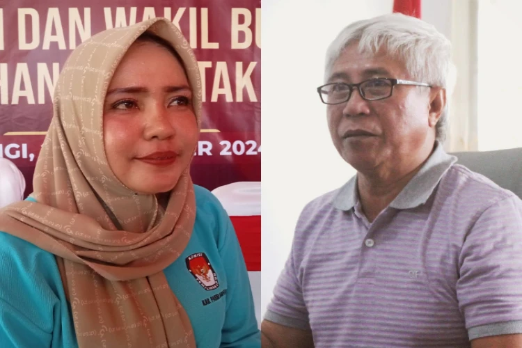 Ket Foto: Ariyana (Kanan) dan Yunan Lampasio (Kiri) berkaitan status ariyana sebagai komisioner yang dinilai tidak memenuhi syarat karena melanggar aturan ASN