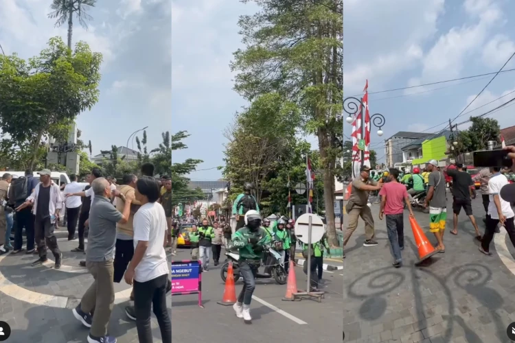 Bentrokan terjadi antara sopir angkot dan ojol di Jalan R. Syamsudin, Sukabumi. Polisi jaga ketat area.