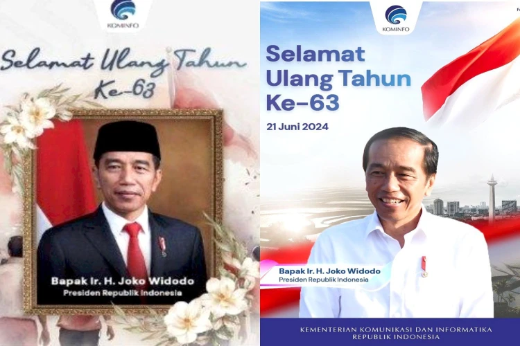 Desain ucapan selamat ulang tahun untuk Presiden Jokowi ramai dikritik, Kominfo akhirnya buat desain baru.