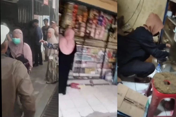 Aksi emak-emak menggerebek warung obat terlarang di Bojongsari viral di media sosial.