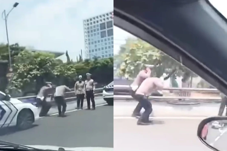 Dua polisi dihukum jongkok di pinggir jalan tol, insiden ini viral dan memicu spekulasi publik.