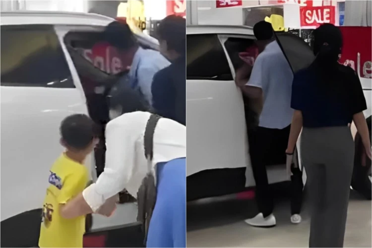 Seorang bocak tak sengaja menabrakkan mobil Chery Omodo E5 di MOI atau Mall of Indonesia.