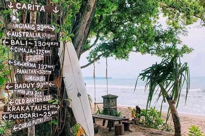 <p>Ket Foto: Pesona Pantai Carita Pandeglang (Foto/Instagram/@pantai_carita_banten)	</p>
