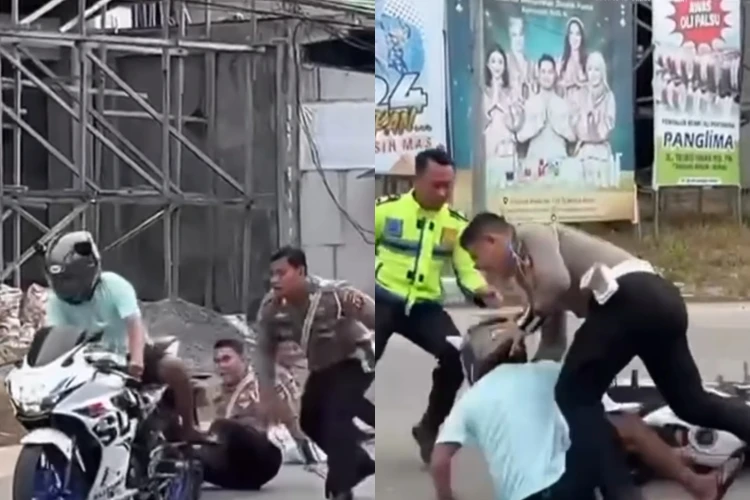 Petugas kepolisian dari Satlantas Polres Berau, Kalimantan Timur ditabrak pengendara motor yang hendak melarikan diri.