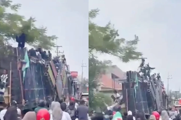 Pria terjatuh dari truk sound horeg saat kampanye Pilbup Pasuruan, video viral tuai beragam reaksi publik.