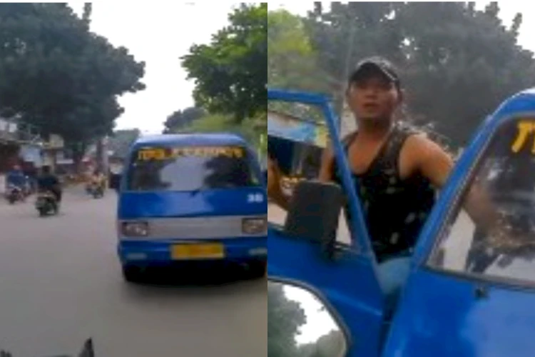 Oknum sopir angkot ini ngamuk gegara ditegur dan dihadang pengemudi lain saat akibat melawan arah.