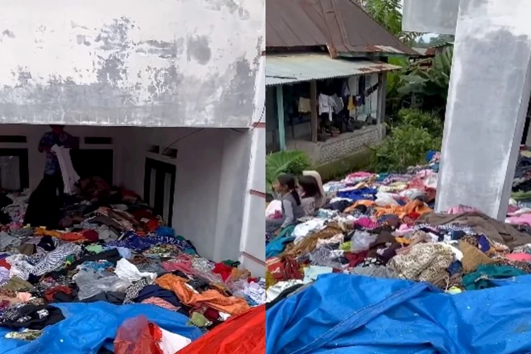 Viral menumpuknya donasi pakaian bekas untuk para korban terdampak banjir di Sumatera Barat.