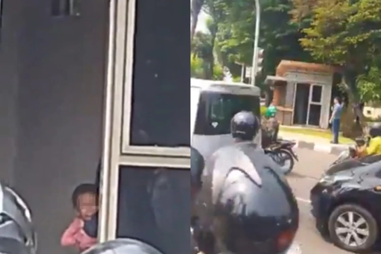 Aksi pria menyandera anaknya dengan pisau di Pos Polisi Pejaten viral di media sosial.