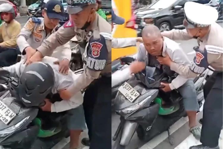 Viral di media sosial, aksi cepat polisi dan Dishub Jakarta selamatkan pengendara motor yang hampir pingsan di Semanggi.