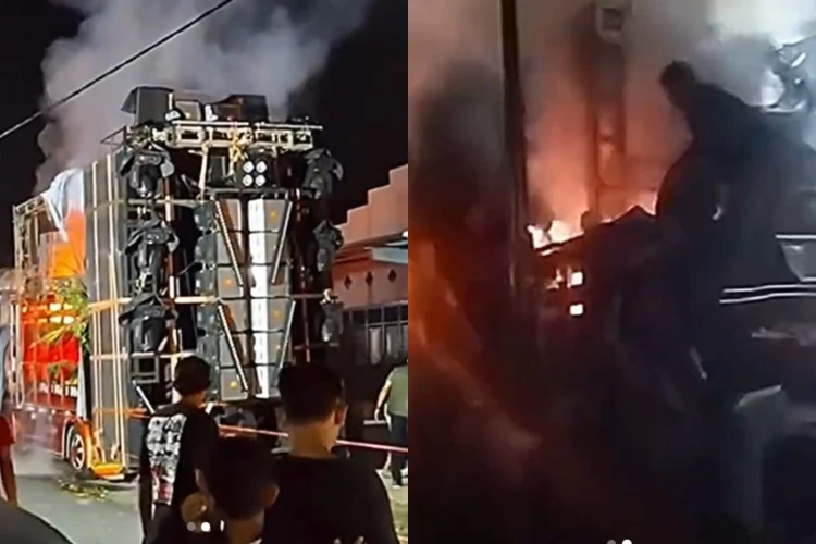 Detik-detik kebakaran sound system di Pasuruan viral di media sosial, diduga karena korsleting atau genset bermasalah.