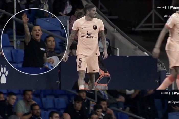 <p>Ket Foto: Foto Rodrigo De Paul yang diejek hormat ala NAZI oleh supporter di stadion (Foto/Twitter/@faktasepakbola)</p>
