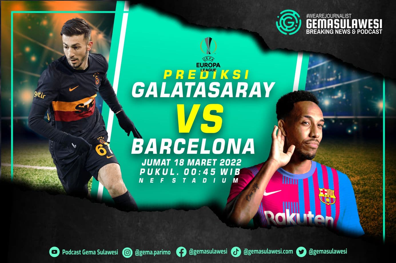 <p>Galatasaray vs Barcelona Lanjutan Liga Europa (Grapich: Gemassulawesi.com)</p>
