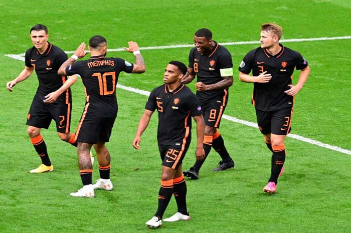 <p>Foto: Selebrasi Gol Pemain Belanda.  </p>