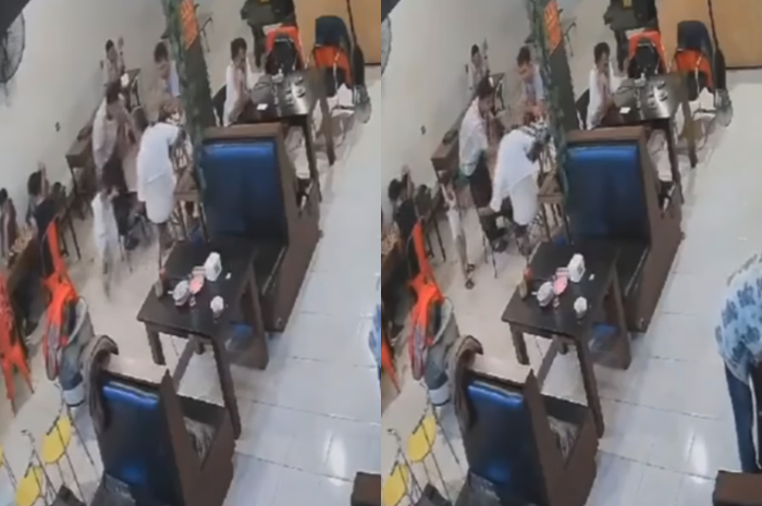 <p>Ket.Foto: Seorang dokter RS Bahagian Makassar terlihat Tengah memukul seorang anak (Foto/Instagram/@in_formania)</p>
