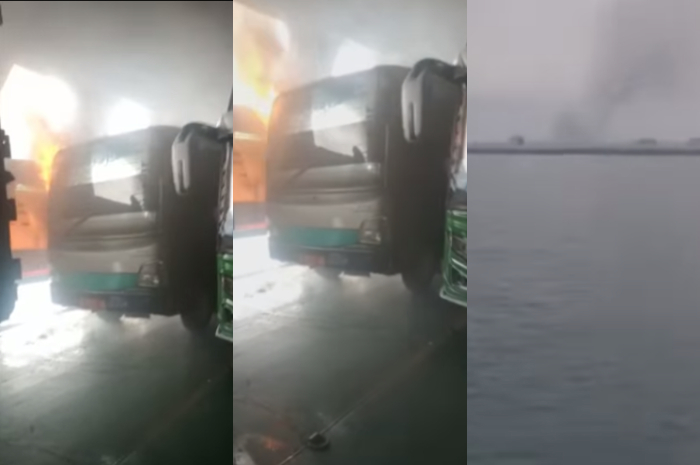 <p>Ket Foto: Bus penyebab kebakaran kapal ferry di Pelabuhan Merak (Foto/Instagram/@bantenraya)</p>
