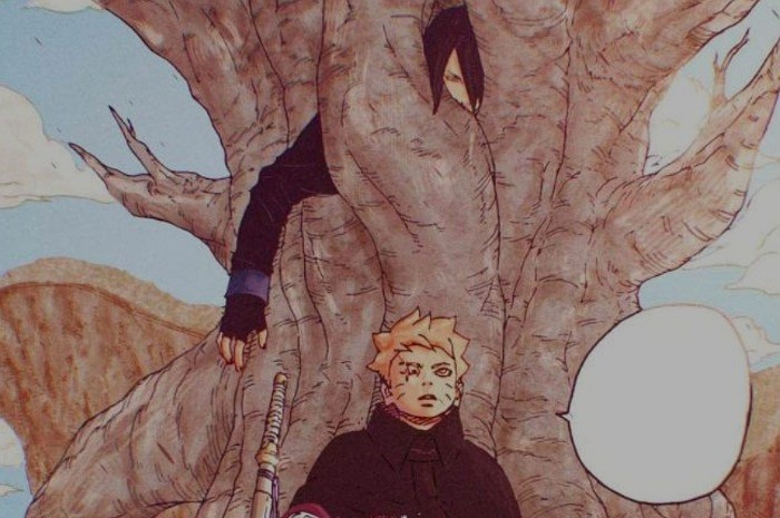<p>Ket Foto: Foto dari Art manga Boruto, Sasuke yang terjebak dan tersegel di dalam Pohon Shinju (Foto/Twitter/Otsutsukijajah)</p>
