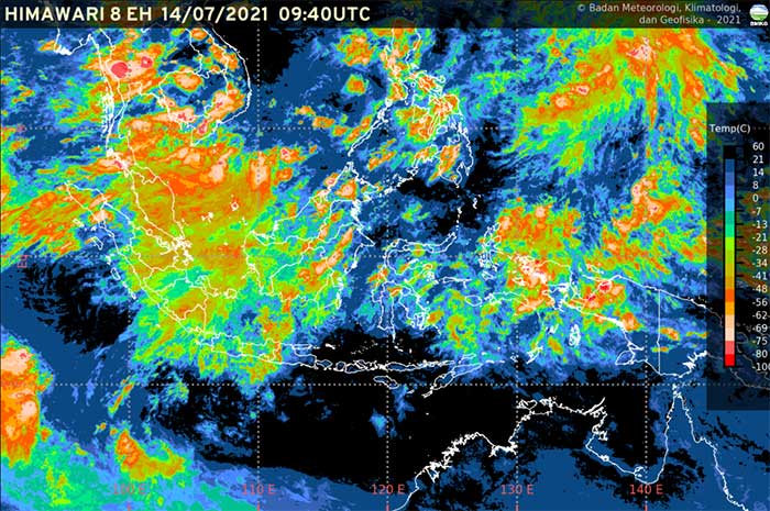 <p>Foto: Citra satelit BMKG, 14 Juli 2021.</p>
