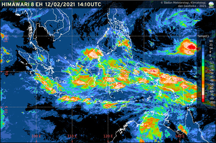 <p>Foto: Citra satelit Cuaca Sulawesi Tengah 12 Februari 2021.</p>
